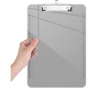 Porte-bloc translucide, format lettre de 22,9 x 30,8 cm, porte-bloc en plastique avec clip discret - Tableau de règle léger pour bureau, école et fournitures de papeterie (gris)