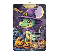 Porte-bloc transparent motif dinosaure vert dessin animé Halloween personnalisable pour ticket de police pour enseignant infirmier, taille 9 x 12