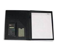 Porte blocs conférencier A4 PVC noir avec calculatrice, L32,5 x H25 x P2,5 cm Noir