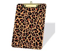 Porte-blocs en peau de léopard et de guépard, acrylique, format standard A4 22,9 x 31,8 cm, porte-bloc plat avec pince métallique pour accessoires de bureau Étudiant en soins infirmiers-Clip doré