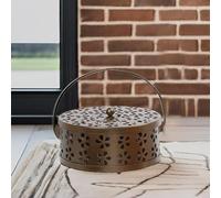 Porte-bobine anti-moustiques : porte-encens en métal avec couvercle de poignée, support mobile pour salon, bureau, salle de méditation et salle de yoga (noir)