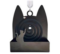 Porte-bobine d'encens en fer - 18,2 x 15 cm - Plateau coupe-vent avec oreilles de chat - Attrape-cendres décoratif noir - Brûleur pour intérieur et extérieur - Pour chambre à coucher, où
