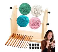 Porte-bobines de fil, Distributeur de bobines de fil - Porte-pelotes de fil en bois - Porte-bobines à crochet à double rotation, Organisateur portable pour ranger des fils pour ma