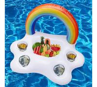 Porte-Boisson Gonflable Nuage Arc-En-Ciel, Porte-Gobelet, Piscine, Flotteur De Boisson Avec 4 Porte-Gobelets, Accessoires De Fête