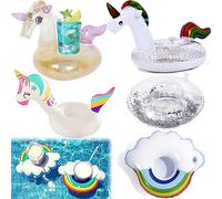 Porte Boisson Gonflable, Saijer Kit de Porte Gobelet Gonflable Piscine Porte Boisson Porte Gobelets Gonflables Dessous de Verre Gonflables Mignonne Porte Boissons pour Enfants et Fête de Piscine 5 Pcs