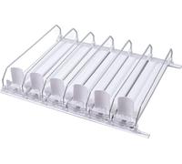 Porte-boissons à poussée automatique 6 rangées Largeur réglable Chargement par ressort Glissement facile Grande capacité de 15 pouces Distributeur de boissons pour réfrigérateur Blanc