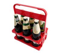 Porte-boissons avec poignée, porte-bière, porte-bouteilles à 6 trous pour livraison de boissons, pliable, pour barbecue de jardin, maison, restaurant, camping, rouge, Voir description, Voir