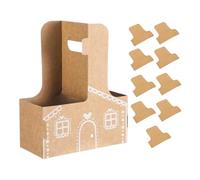Porte-boissons avec poignées 15 x 15 x 2 cm en forme de maison en d'épices - 2 tasses en carton - Porte-boissons à assembler - Idéal pour toutes vos boissons et chocolats