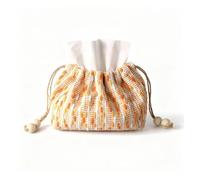 Porte-boîte de mouchoirs Couverture multifonctionnelle de boîte à mouchoirs en Tissu avec Sac Rangement Polyvalent Corde Lin Esthétique de Bureau(Yellow)