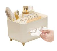Porte-boîte de Soie, Couvercle de boîte Soie Multifonction avec des Compartiments Élégant Berceau Bureau télécommande pour Les commodes Chambre à Coucher du Salon, Beige Beige