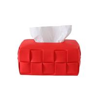 Porte-boîtes à mouchoirs Tissue Box Ceramic Square Woven Texture Home Living Room Desktop Organizer Porte-mouchoirs(Red)