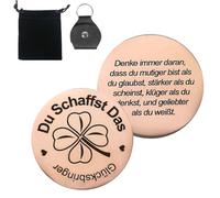 Porte-Bonheur Cadeaux, Porte Clef Encourageant, Porte Clef Personnalisable, Bonne Chance Jeton, pour Patient Collègue Amies Famille Femme Homme Anniversaire Personnalisé Idee Cadeau Original (Or Rose)
