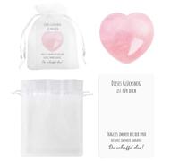 Porte-bonheur en quartz rose en forme de cœur - Cadeau de courage avec carte « Du schaffst das », petit cadeau de consolation pour l'encouragement, cadea de convalescence pour petite amie (rose)