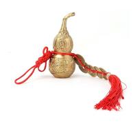 Porte-Bonheur Feng Shui WU Lou, Calebasse Laiton avec 5 Pièces Chinoises | Symbolise prospérité et chance, éloigne malchance et mauvais esprits, décoration suspendue pour maison voiture porte fenêtre
