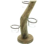 Porte-bougie à chauffe-plat Arbre en bois 3 verres à chauffe-plat 28cm