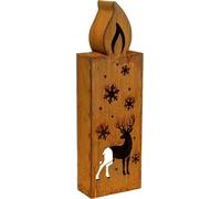 Porte-bougie à chauffe-plat en inox Décoration de Noël Motif cerf Lumière des bougies Atmosphère pour intérieur & extérieur 45x14 cm