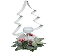 Porte-bougie à chauffe-plat en métal en forme de sapin, 25 cm