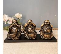 Porte-Bougie De Décoration De Statue De Bouddha, Ne Le Voyez Pas, N'écoutez Pas, Ne Parlez Pas Zen Maitreya Artisanat Décoration De Maison