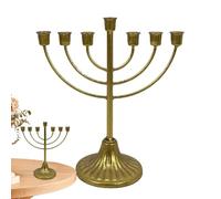 Porte-bougie doré - En métal amovible - Design rétro - Élégant porte-bougie Hanukka pour bougies standard - Décoration de table - Fête juive - Décoration de table - Fête juive - Décoration de maison