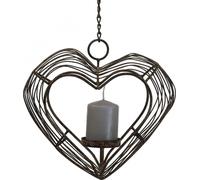 Porte-bougie en forme de cœur Métal Décoration à suspendre Aspect rouille Confortable et romantique Accessoires pour la maison 22×7×20cm
