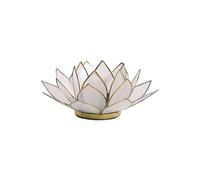 Porte Bougie Fleur de Lotus Blanc et or
