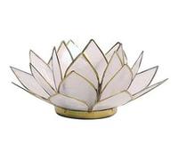 Porte Bougie Fleur de Lotus Blanc et or Blanc G