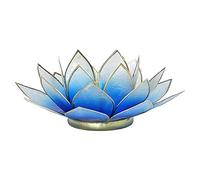 Porte Bougie Fleur de Lotus Bleu Dégradé et Or