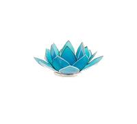 Porte Bougie Fleur de Lotus Bleu et argent 5 ème chakra