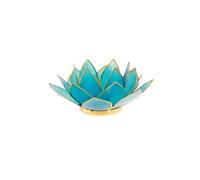 Porte Bougie Fleur de Lotus Bleu et or 5 ème chakra