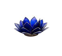 Porte Bougie Fleur de Lotus Bleu foncé et or 6 ème chakra
