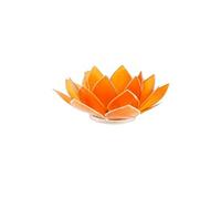 Porte Bougie Fleur de Lotus Orange et argent 2nd chakra