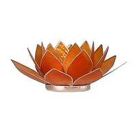Porte Bougie Fleur de Lotus Orange et argent 2nd chakra