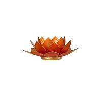 Porte Bougie Fleur de Lotus Orange rosé et Or 2nd chakra