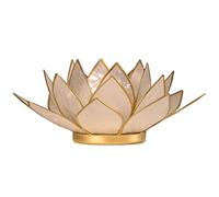 Porte Bougie Fleur de Lotus perle et or