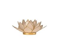 Porte Bougie Fleur de Lotus perle et or
