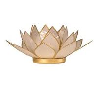 Porte Bougie Fleur de Lotus perle et or G