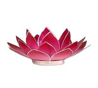 Porte Bougie Fleur de Lotus rose argent