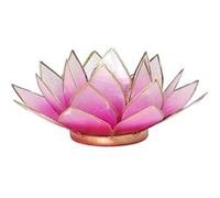 Porte Bougie Fleur de Lotus Rose foncé et or Rose G