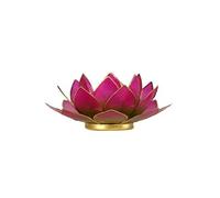 Porte Bougie Fleur de Lotus Rose Vert et or