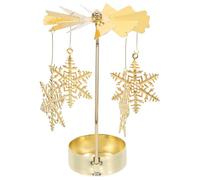 Porte-bougie Flocon de Neige en Fer Doré Carrousel Rotatif