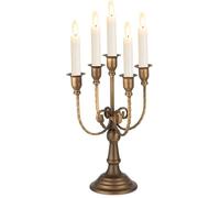 Porte-bougie vintage style candélabre 30 cm support à bougies coniques en métal doré à 5 branches style ferme - 30 cm