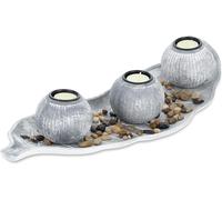 Porte-Bougies Avec Plateau, 50 Cm, Pierres Décoratives, Déco De Table, Salon, Salle À Manger, Gris/Blanc