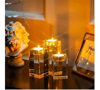 Porte-bougies en cristal, 3 pièces ornement de table porte-bougies parfumées décoration intérieure (transparent)
