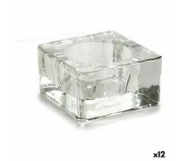 Porte-bougies en verre transparent 6 x 3 x 6 cm (12 pièces)