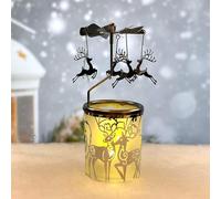 Porte-Bougies Rotatif en métal LaJao, carrousel en Argent fée avec décoration de Noël plaqué Argent pour la Maison, Spa, Cadeau pour Maman, Femme, Anniversaire 15,8 cm de Haut (élan Nordique)