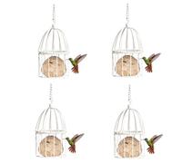 Porte-boules de graisse pour oiseaux - À suspendre - Distributeur de boules de graisse - Station d'alimentation pour oiseaux sauvages - Diamètre : 6 cm - Distributeur de nourriture pour oiseaux (blanc