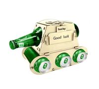 Porte Bouteille Bois Conception du Tank, Porte-Bière pour 4 Bouteilles, Cadeau pour Les Amateurs de Bière Hommes pour Les 30e, 40e et 50e Anniversaires, Fêtes d'Oktoberfest