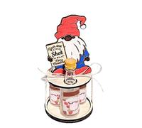 Porte-Bouteille d'alcool De - Casier À Vin en Bois, Présentoir Portable pour Ustensiles De Bar De Vacances | Support À Boissons Renne GNOME pour Maison Et Table Festives