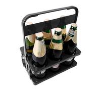 Porte-bouteille de bière - Porte-bouteille pliable à 6 trous avec poignée - Porte-bouteilles portable pour livraison, restaurant, camping, pique-nique, barbecue, maison, fête dans le jardin, Noir