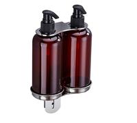 Porte-Bouteille de Douche Porte-Bouteille de Savon Mural Moderne pour Double Distributeur 300 ML Shampooing Support en Acier Inoxydable pour Salle Bain Cuisine avec vis Argent